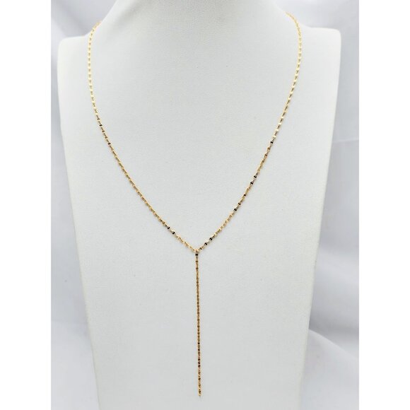 Unique 14K Yellow Gold Designer Resizable Mirror Valentino Link Chain Necklace - Picture 1 of 14